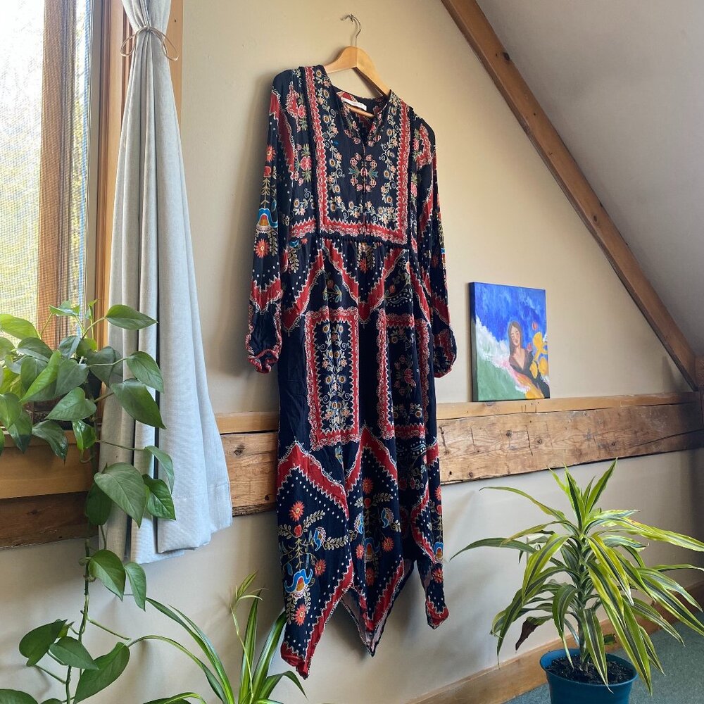 Zara folk art scarf dress - size M
